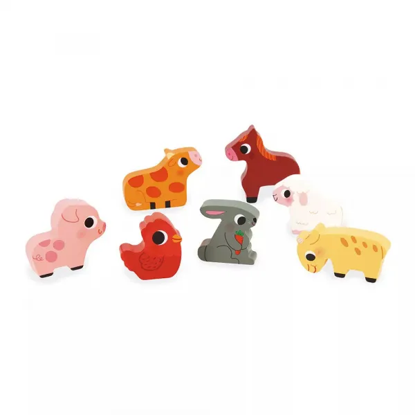 Drevené vkladacie puzzle 3D - Zvieratká na farme