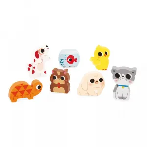 Drevené vkladacie puzzle 3D - Domáci maznáčikovia