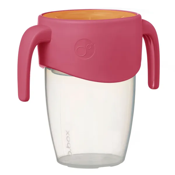 360° netečúci učiaci hrnček 250 ml - ružová/oranžová