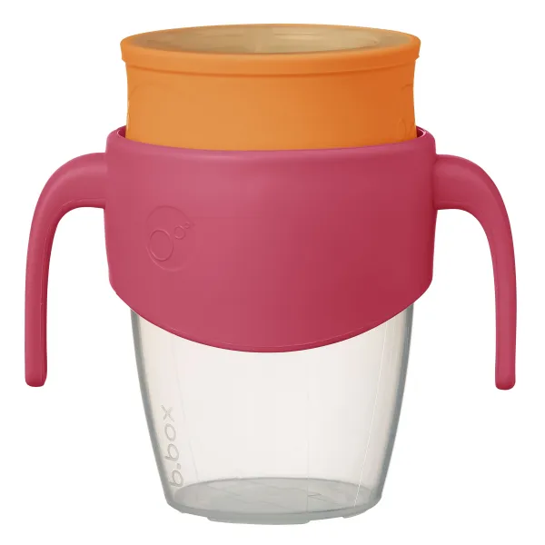 360° netečúci učiaci hrnček 250 ml - ružová/oranžová