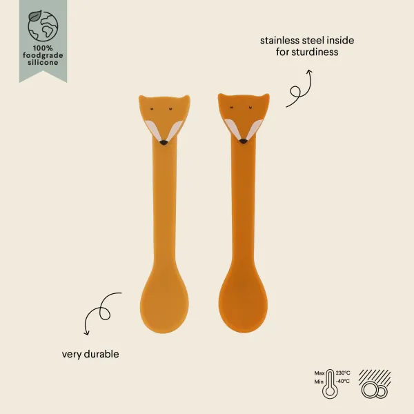 Detské silikónové lyžičky 2 ks Mr. Fox