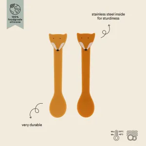 Detské silikónové lyžičky 2 ks Mr. Fox