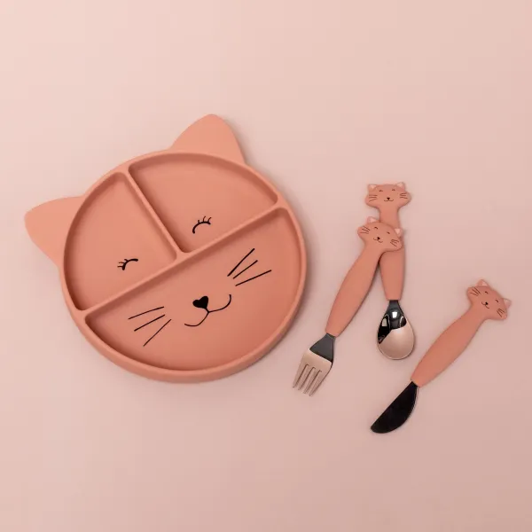 Detský silikónový tanier s prísavkou Mrs. Cat