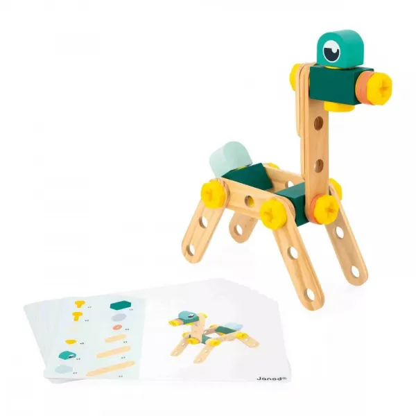 BricoKids - Drevená montážna stavebnica s náradím - 100 ks