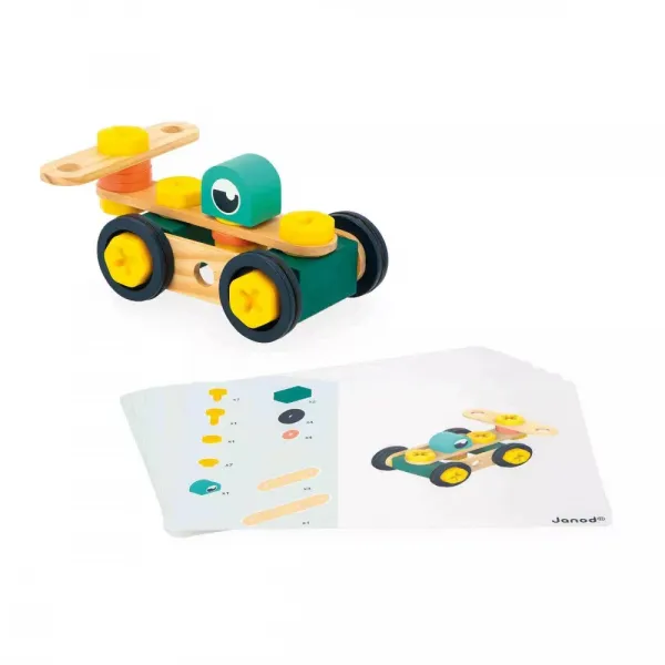 BricoKids - Drevená montážna stavebnica s náradím - 100 ks