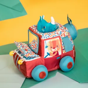 Lilliputiens - textilné autíčko s aktivitami a zrkadielkom