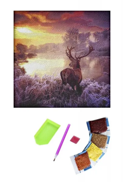 Diamantové maľovanie Jeleň v západe slnka