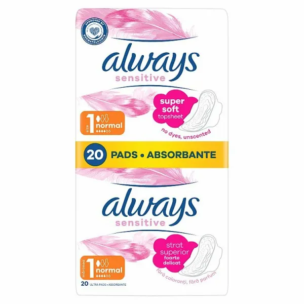 Always Platinum Normal Menštruačné Vložky s Krídelkami, 20 ks
