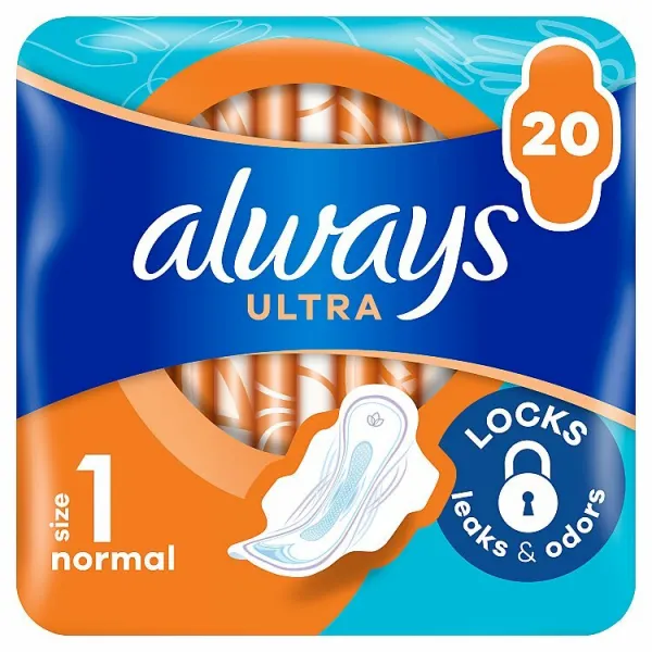 Always Ultra Hygienické Vložky Normal (V1) S Krídelkami 20 Ks