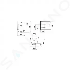Laufen Pro - Závesný bidet, 530x360 mm, 1 otvor na batériu, biela H8309520003021