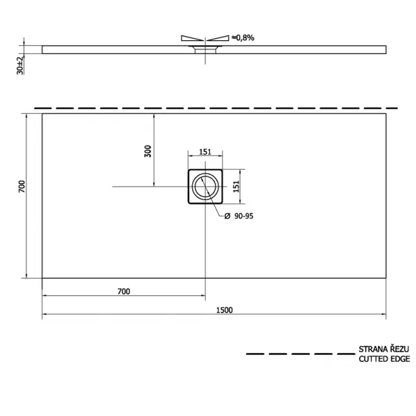 POLYSAN - FLEXIA sprchová vanička z liateho mramoru s možnosťou úpravy rozmeru 150x70cm 90131