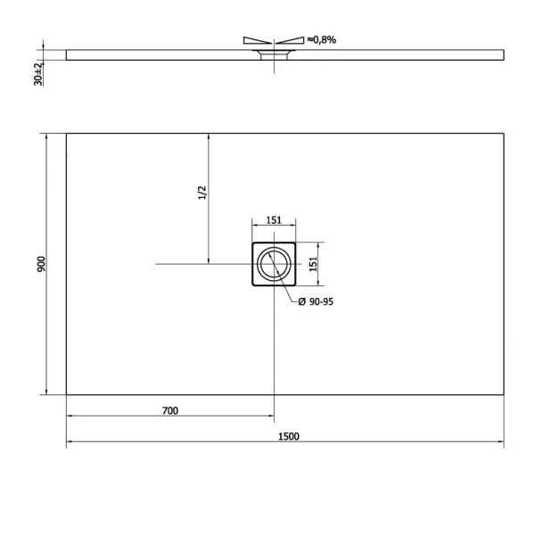 POLYSAN - FLEXIA sprchová vanička z liateho mramoru s možnosťou úpravy rozmeru 150x90cm 72898