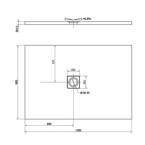 POLYSAN - FLEXIA sprchová vanička z liateho mramoru s možnosťou úpravy rozmeru 130x90cm 72896