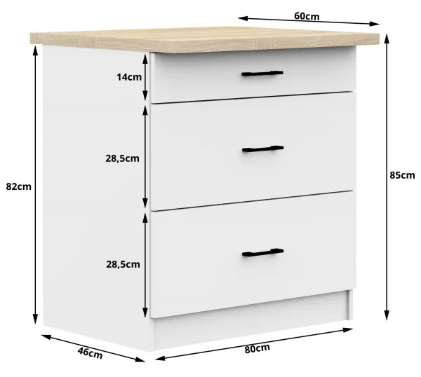 Ak furniture Kuchynská skrinka Olivia S 80 cm 3S biela