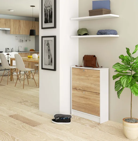Ak furniture Botník Loroso hnedý/biely