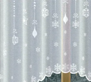 Hotová záclona žakárová, Vianočné ozdoby, biela 280 x 130 cm