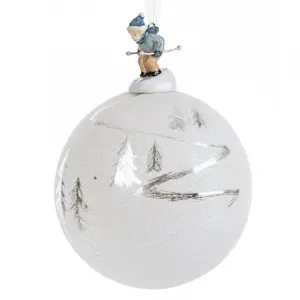 ArtFir Vianočná dekorácia BANKA 212 | sklenená biela/strieborná 10 cm