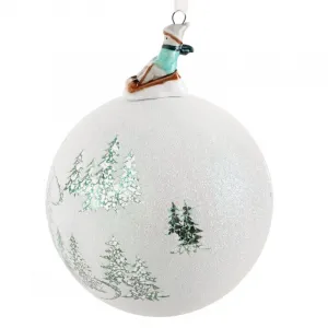 ArtFir Vianočná dekorácia BANKA 213B | sklenená biela/zelená 10 cm