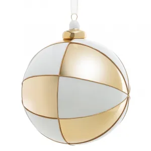 ArtFir Vianočná dekorácia BANKA 217 | sklenená biela/zlatá 10 cm