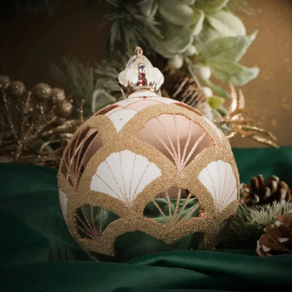ArtFir Vianočná dekorácia BANKA 218 | sklenená zlatá/ružová 12 cm