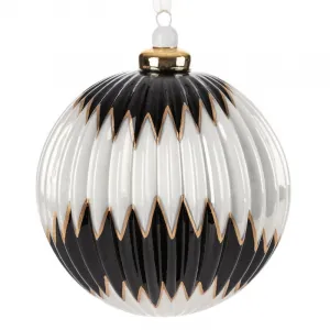 ArtFir Vianočná dekorácia BANKA 216 | sklenená biela/čierna 10 cm