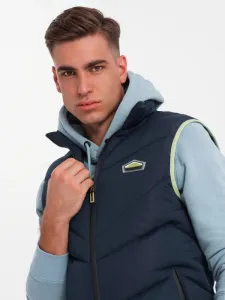 Trendy pánska prešívaná vesta tmavo modrá