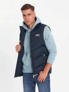 Trendy pánska prešívaná vesta tmavo modrá