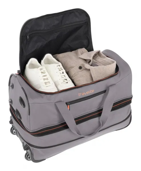 Cestovná taška na kolieskach Travelite Basics Wheeled duffle S Grey/orange