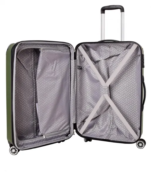 Stredný škrupinový kufor Travelite City 4w M Green