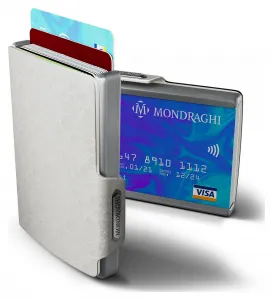 Kožená mini peňaženka Mondraghi Saffiano Silver