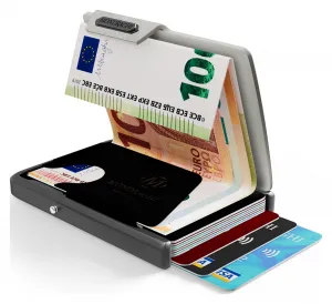 Kožená mini peňaženka Mondraghi Saffiano Silver