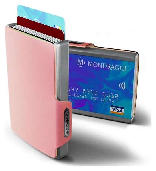 Kožená mini peňaženka Mondraghi Saffiano Pink