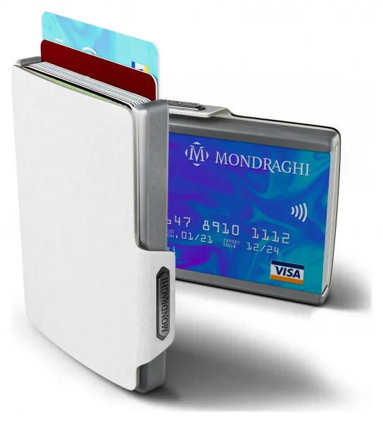 Kožená mini peňaženka Mondraghi Saffiano White