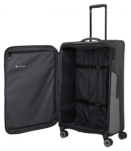 Veľký textilný kufor Travelite Viia 4w L Anthracite