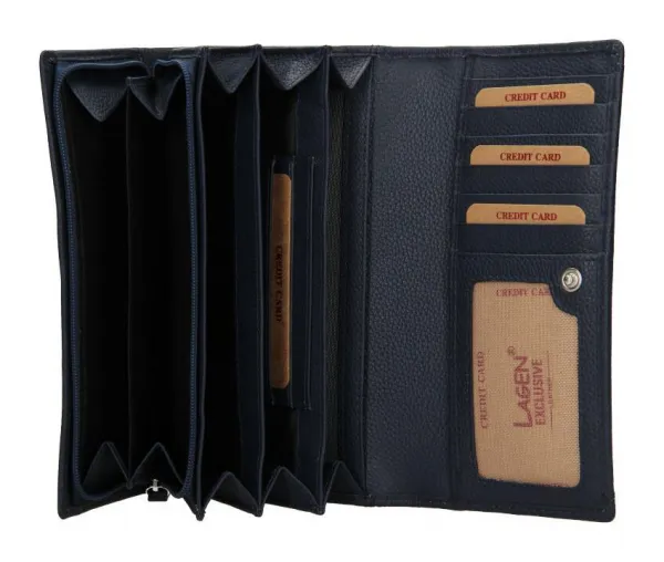 Dámska kožená peňaženka Lagen BLC/5064/621 Navy blue