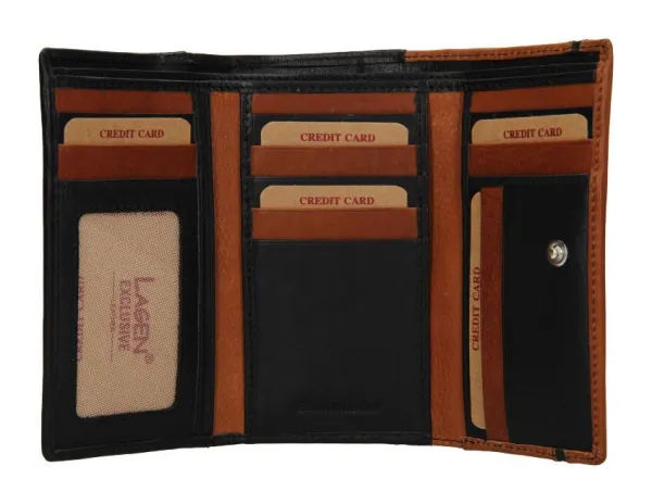 Dámska kožená peňaženka Lagen BLC/5305/222 Black/cognac