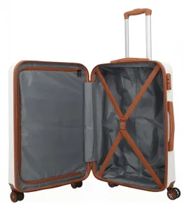 Stredný škrupinový kufor na kolieskach Travelite Bali M White/Cognac