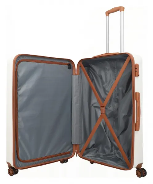 Veľký škrupinový kufor na kolieskach Travelite Bali L White/Cognac