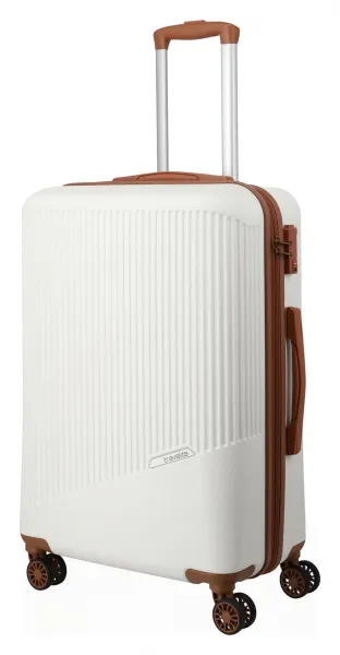 Stredný škrupinový kufor na kolieskach Travelite Bali M White/Cognac