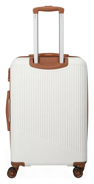 Stredný škrupinový kufor na kolieskach Travelite Bali M White/Cognac