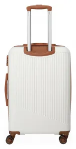 Stredný škrupinový kufor na kolieskach Travelite Bali M White/Cognac