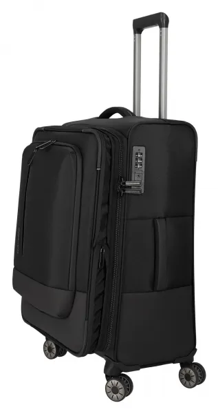 Stredný textilný kufor na kolieskach Travelite Crosslite 5.0 M Black