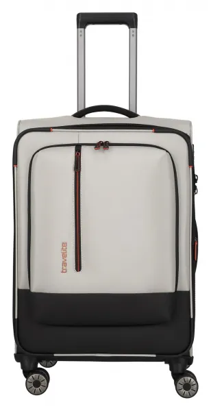 Stredný textilný kufor na kolieskach Travelite Crosslite 5.0 M White Sand