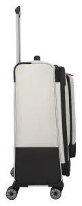 Stredný textilný kufor na kolieskach Travelite Crosslite 5.0 M White Sand