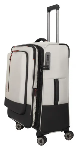 Stredný textilný kufor na kolieskach Travelite Crosslite 5.0 M White Sand
