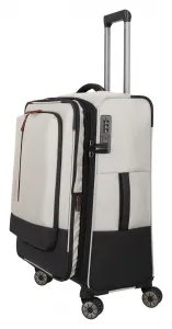 Stredný textilný kufor na kolieskach Travelite Crosslite 5.0 M White Sand