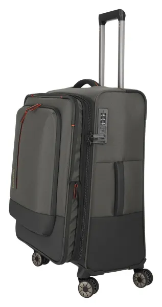 Stredný textilný kufor na kolieskach Travelite Crosslite 5.0 M Dark Olive