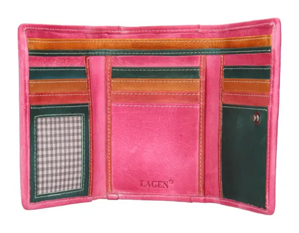 Dámska kožená peňaženka Lagen LG-11DS Fuchsia/Multi