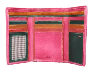 Dámska kožená peňaženka Lagen LG-11DS Fuchsia/Multi