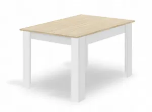 Súprava obdĺžnikový stôl 120x80 dub sonoma + 4 stoličky MARK white